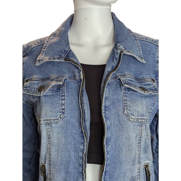Sigrid Olsen Denim Jean Jacket W/Zipper Closure & Pockets Sz 10 Closet Staple - Picture 4 of 12